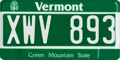VT license plate XWV893
