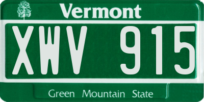 VT license plate XWV915