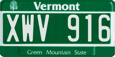 VT license plate XWV916