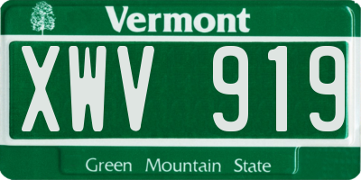 VT license plate XWV919