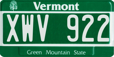 VT license plate XWV922