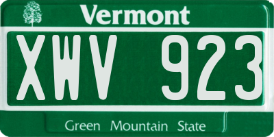 VT license plate XWV923