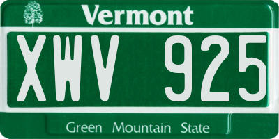 VT license plate XWV925