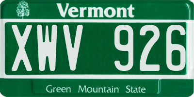 VT license plate XWV926
