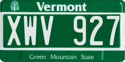 VT license plate XWV927