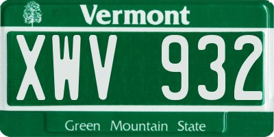 VT license plate XWV932