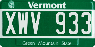VT license plate XWV933