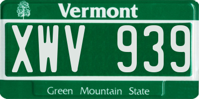 VT license plate XWV939