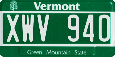 VT license plate XWV940