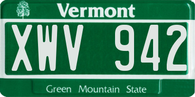 VT license plate XWV942