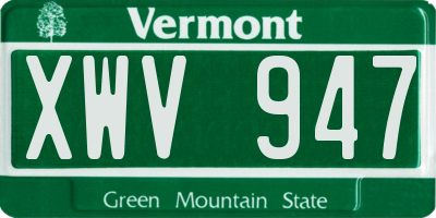 VT license plate XWV947