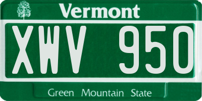 VT license plate XWV950