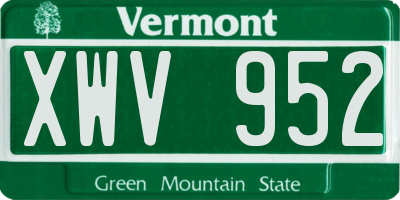 VT license plate XWV952