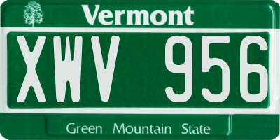 VT license plate XWV956