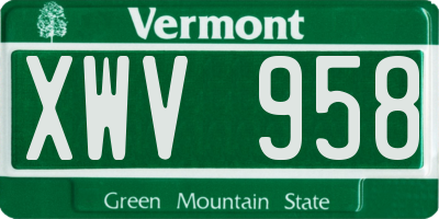 VT license plate XWV958