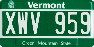 VT license plate XWV959