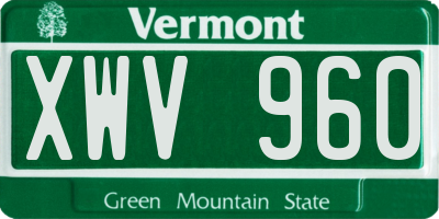 VT license plate XWV960