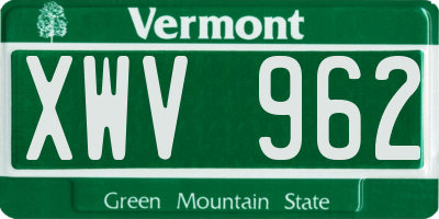VT license plate XWV962