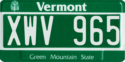 VT license plate XWV965