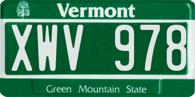 VT license plate XWV978
