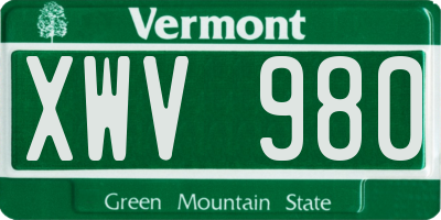 VT license plate XWV980