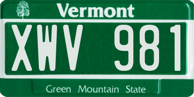 VT license plate XWV981