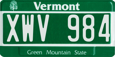 VT license plate XWV984