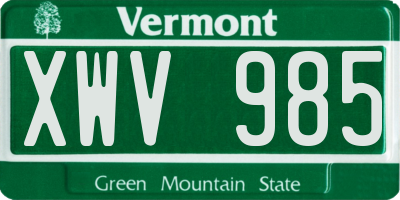VT license plate XWV985