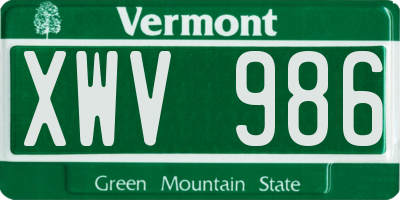 VT license plate XWV986