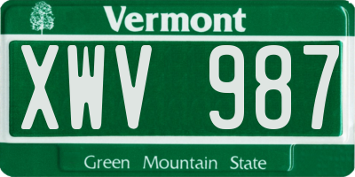 VT license plate XWV987