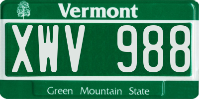 VT license plate XWV988