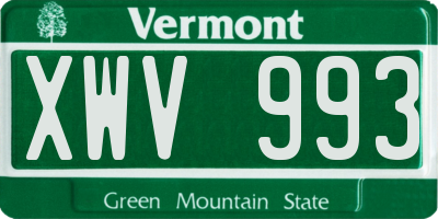 VT license plate XWV993