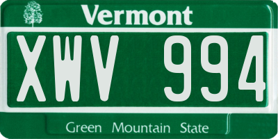 VT license plate XWV994