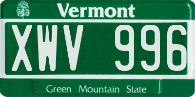 VT license plate XWV996