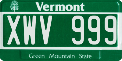 VT license plate XWV999