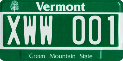 VT license plate XWW001