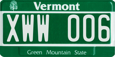 VT license plate XWW006
