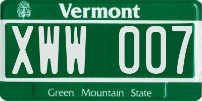 VT license plate XWW007