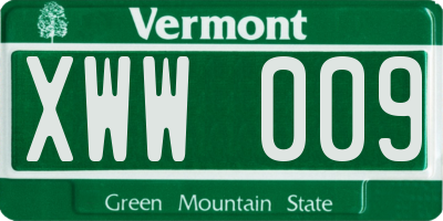 VT license plate XWW009