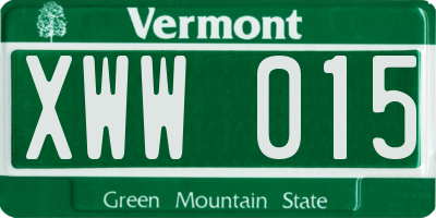 VT license plate XWW015