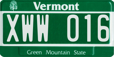 VT license plate XWW016