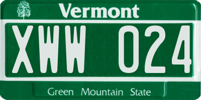 VT license plate XWW024