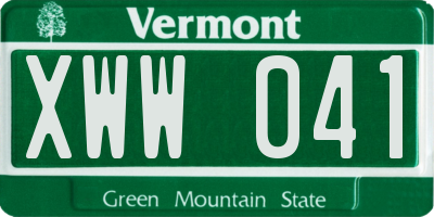 VT license plate XWW041