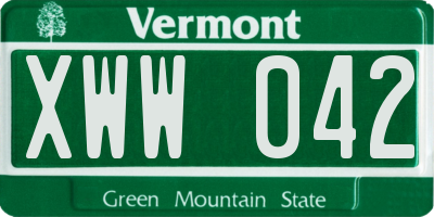 VT license plate XWW042