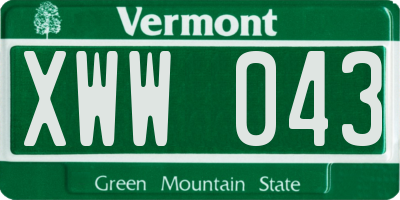 VT license plate XWW043