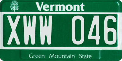 VT license plate XWW046