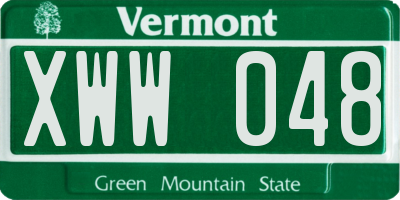 VT license plate XWW048