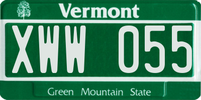 VT license plate XWW055
