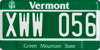 VT license plate XWW056