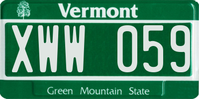 VT license plate XWW059